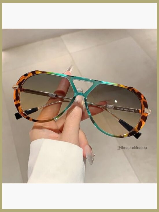 Oversized Pilot Sunglasses Trendy Large Double Beam Fashion Vintage Shades